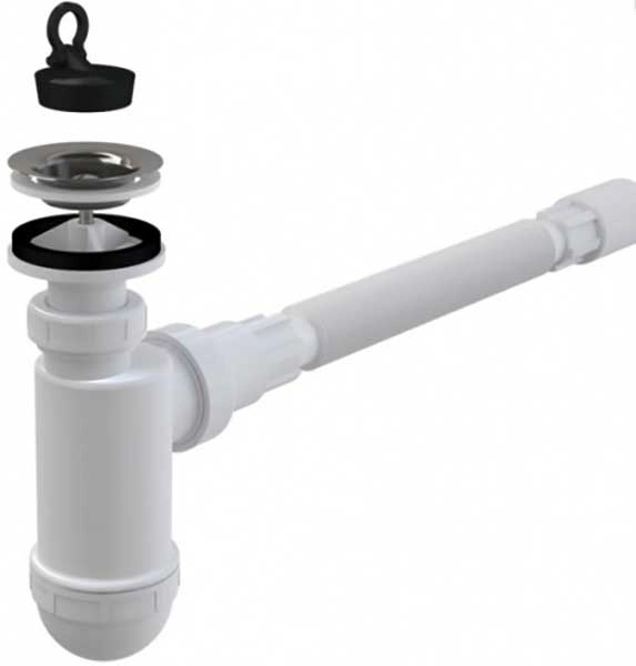 Сифон для умывальника Ø40 с гибким соединением AlcaPlast A41+A770