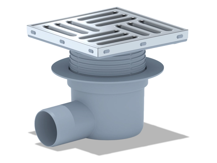 Трап для душа АНИПласт TQ5612 DN50 горизонтальный регулируемый с сухим затвором и решёткой из нержавеющей стали 150х150 мм (TQ5612)