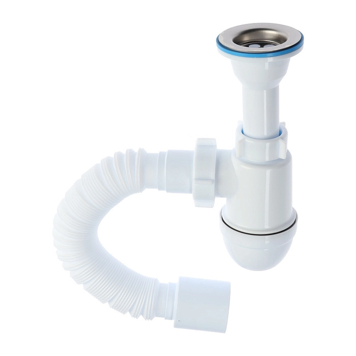 Сифон для мойки АНИПласт Варяг C5510 1 1/4 дюйма 40 мм универсальный с гибкой трубой 40х50 мм (C5510)