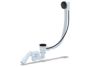 Перелив полуавтомат с регулируемым сифоном АНИПласт EM321BL 580 мм с переходной трубой 45 градусов 40х50 мм черный, толщина ванн до 13 мм (EM321BL)