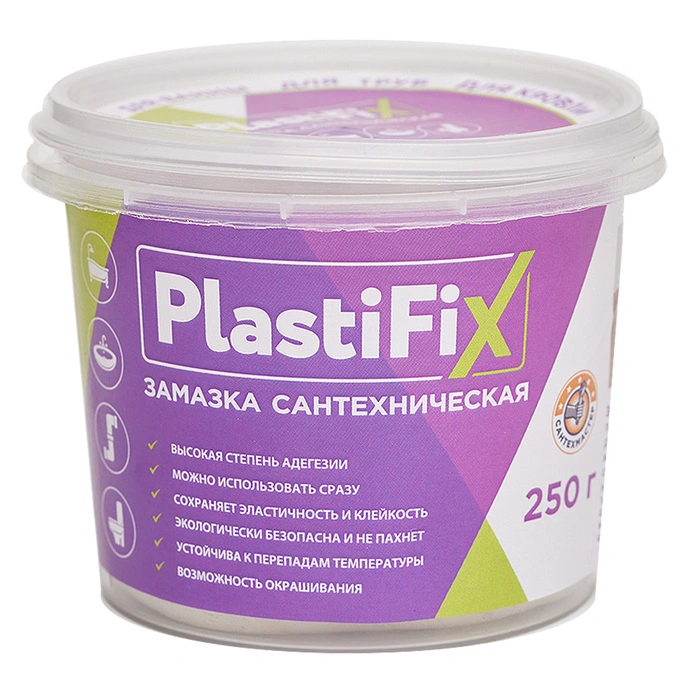 (61153) PlastiFix замазка сантехническая, банка 250 гр.