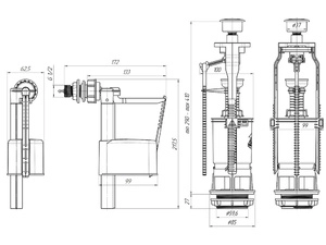 Набор с боковой подводкой АНИПласт WC6050M 1/2 дюйма с пластиковым штуцером эконом кнопка металл (WC6050M)