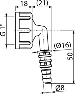 Штуцер G1"/8–16 AlcaPlast P0049-ND