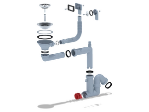 Cифон для мойки АНИ Пласт F серия F5345S 3 1/2 дюйма 40 мм смещенный с гибким переливом и отводом для стиральной машины (F5345S)