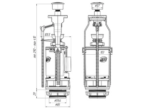 Арматура сливная АНИПласт WC7050M с двойной металлизированной кнопкой (WC7050M)