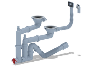 Cифон для мойки АНИ Пласт F серия F3545SA15 1 1/2 дюйма 40 мм двойной с отводом для стиральной машины (F3545SA15)