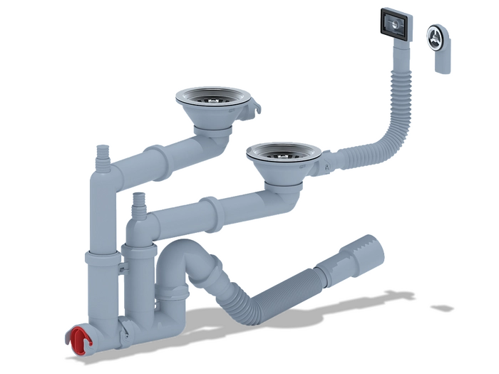 Cифон для мойки АНИ Пласт F серия F3545SA15 1 1/2 дюйма 40 мм двойной с отводом для стиральной машины (F3545SA15)