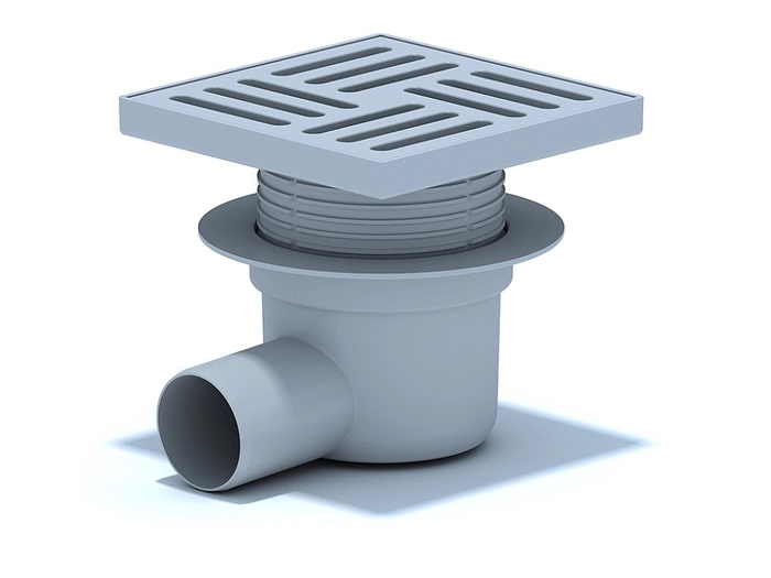 Трап горизонтальный регулируемый АНИПласт TA5610 выпуск 50 мм с решеткой из пластика 150х150 мм (TA5610)