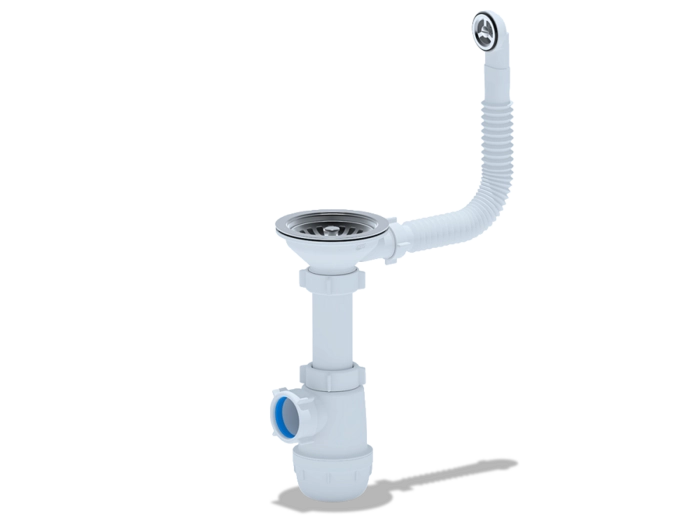 Сифон для мойки АНИПласт Грот A0142S 3 1/2 дюйма 40 мм с гибким переливом (A0142S)