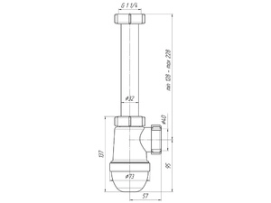 Сифон для раковины АНИПласт C1020 1 1/4 дюйма 40 мм без выпуска (C1020)