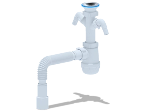 Сифон для мойки АНИПласт Грот A1115 1 1/2 дюйма 40 мм с двумя отводами для стиральной машины с гибкой трубой 40х40/50 мм (A1115)