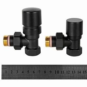 Комплект клапанов термостатических STOUT Design черный, угловой 1/2 (SVTDK-0002-000015B)