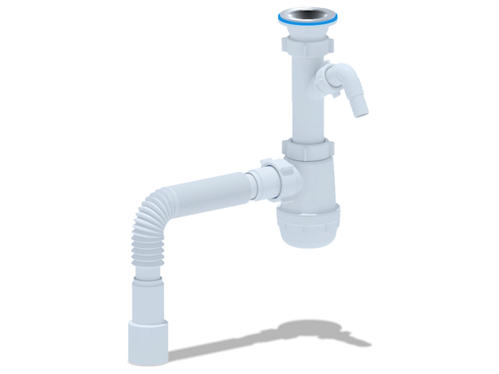 Сифон для мойки АНИПласт Грот A1015 1 1/2 дюйма 40 мм с отводом для стиральной машины с гибкой трубой 40х40/50 мм (A1015)