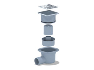 Трап горизонтальный регулируемый АНИПласт TA5602 выпуск 50 мм с решеткой из нержавеющей стали 100х100 мм (TA5602)