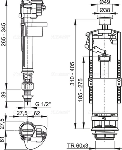 Выпускной комплект со СТОП кнопкой AlcaPlast SA2000SK 1/2″