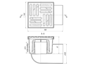 Трап для душа АНИПласт TA1112 горизонтальный нерегулируемый с выпуском 110 мм и решеткой из нержавеющей стали 150х150 мм (TA1112)