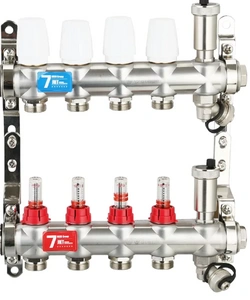 Коллектор из нержавеющей стали с расходомерами VIEIR 1"x3/4" (VR116-A)