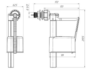 Клапан наливной боковой АНИПласт WC5050 для бачка эконом прямого действия штуцер пластик 1/2 дюйма (WC5050)