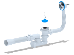 Сифон для ванны АНИПласт E255 1 1/2 дюйма регулируемый с переливом и гибкой трубой 40х50 мм (E255)