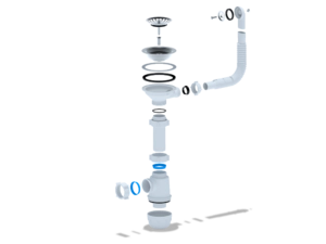Сифон для мойки АНИПласт Грот A0142S 3 1/2 дюйма 40 мм с гибким переливом (A0142S)