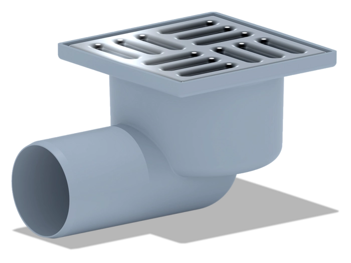 Трап для душа АНИПласт TQ5102 DN50 горизонтальный нерегулируемый с сухим затвором и решёткой из нержавеющей стали 100х100 мм (TQ5102)