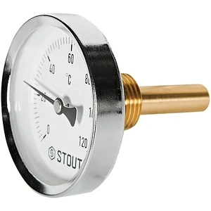Термометр с погружной гильзой STOUT корпус Dn 63 мм, гильза 50 мм 1/2 , 0...120°С (SIM-1001-635015)