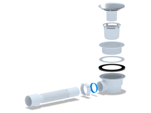 Сифон для душевого поддона АНИПласт E325C 1 1/2 дюйма 90 мм высота 65 мм хром с гибкой трубой 40х50 мм (E325C)