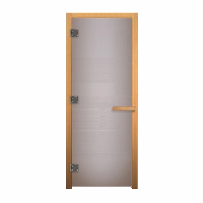 Дверь для бани стеклянная Везувий 1800х700 (Сатин Матовая, 3 петли, 8мм) (ОСИНА)