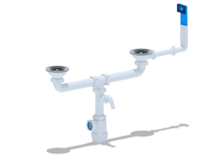 Сифон для мойки АНИПласт Грот A3545 3 1/2 дюйма 40 мм двойной с жестким переливом и отводом для стиральной машины (A3545)