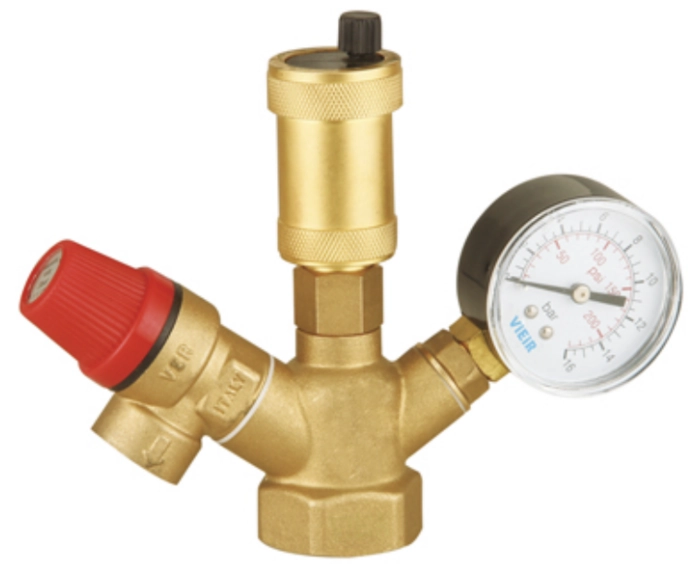 Группа безопасности котла латунная (мини) 1,5bar VIEIR (AQ1123A)
