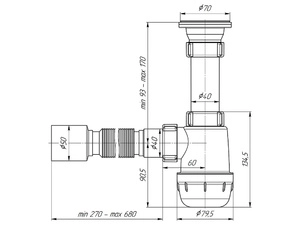 Сифон для мойки АНИПласт Грот A0110 1 1/2 дюйма 40 мм с гибкой трубой 40х50 мм (A0110)