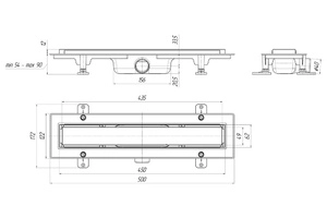Трап линейный пластиковый АНИПласт TLQ1045 DN40 с сухим затвором и матовой решёткой под плитку МОЛ 450х62 мм (TLQ1045)