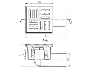 Трап для душа АНИПласт TA5104 горизонтальный нерегулируемый с выпуском 50 мм и решеткой из пластика 100х100 мм (TA5104)
