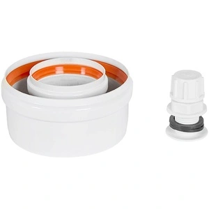 Конденсатоотводчик Т-образный традиц. коакс. D60(п-м)/100(п-м) STOUT с заглушкой и патрубком (SCR-6010-000021)