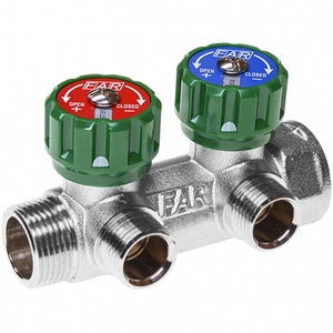 Регулирующий коллектор FAR 1" (ВР-НР) с 2 отв. 1/2" НР плск.упл. (FK 3821 112TP)