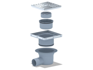 Трап для душа АНИПласт TQ5612 DN50 горизонтальный регулируемый с сухим затвором и решёткой из нержавеющей стали 150х150 мм (TQ5612)