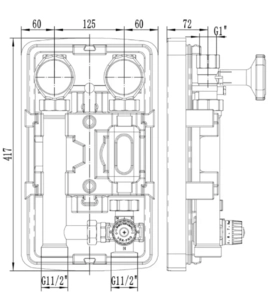 Насосная группа быстрого монтажа с 4-х ходовым термостатическим клапаном KVS 3.5 30-60°C из нержавеющей стали VIEIR VER-PRO без насоса (VP227A)