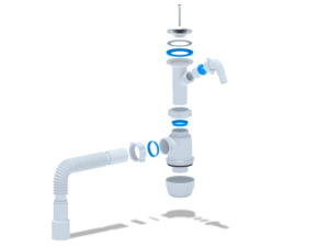 Сифон для мойки АНИПласт Грот A2015 1 1/2 дюйма 40 мм с отводом для стиральной машины с гибкой трубой 40х40/50 мм (A2015)