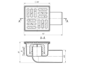 Трап для душа АНИПласт TA5102 горизонтальный нерегулируемый с выпуском 50 мм и решеткой из нержавеющей стали 100х100 мм (TA5102)