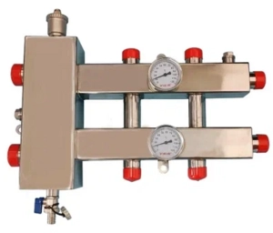 Гидравлический разделитель совмещенный с коллектором из нержавеющей стали квадратный профиль 3 выхода VIEIR (VHSK25-3-A)