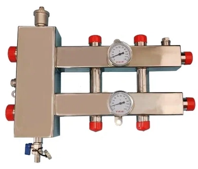 Гидравлический разделитель совмещенный с коллектором из нержавеющей стали квадратный профиль 3 выхода VIEIR (VHSK25-3-A)