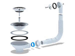 Перелив гибкий для мойки АНИПласт N320S с круглым вертикальным корпусом 3 1/2 дюйма (N320S)