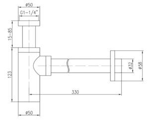 Сифон для раковины цвет Хром G 1-1/4ʺ VIEIR (VRQ34)