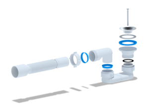 Сифон для душевого поддона АНИПласт E015 1 1/2 дюйма 40 мм плоский с гибкой трубой 40х50 мм (E015)