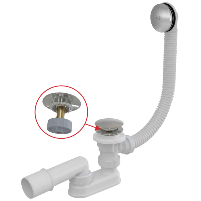 Сифон для ванны CLICK/CLACK, металл AlcaPlast A504CKM