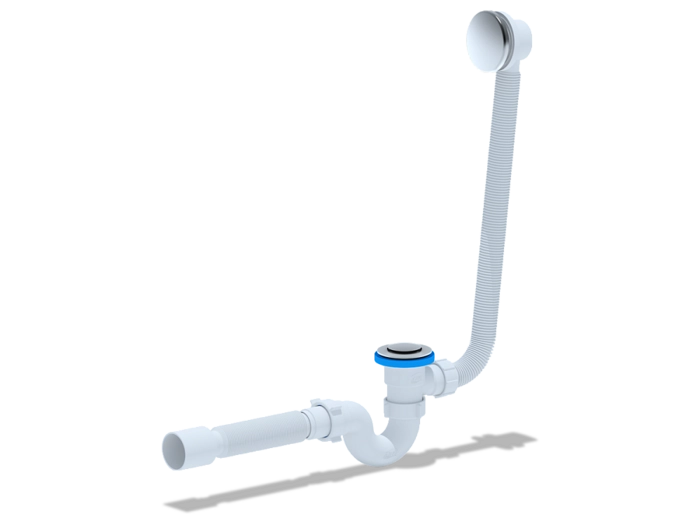 Сифон для ванны АНИПласт EC155S 1 1/2 дюйма 40 мм клик-клак с сеткой с переливом и гибкой трубой 40х50 мм (EC155S)