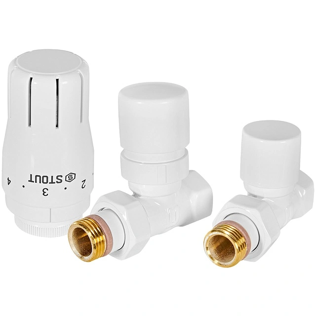 Комплект клапанов термостатических STOUT Design белый, прямой 1/2 (SVTDK-0001-000015W)