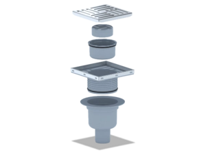 Трап для душа АНИПласт TQ5712 DN50 вертикальный регулируемый с сухим затвором и решёткой из нержавеющей стали 150х150 мм (TQ5712)
