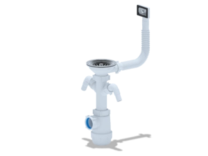 Сифон для мойки АНИПласт Грот A0146S 3 1/2 дюйма 40 мм с гибким переливом и двумя отводами для стиральной машины (A0146S)