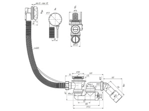 Перелив полуавтомат с регулируемым сифоном АНИПласт EM421 580 мм с переходной трубой 45 градусов 40х50 мм (EM421)